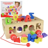 Beilaluna: Carro trainabile in legno con forme e lettere