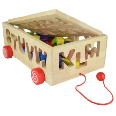 Beilaluna: Carro trainabile in legno con forme e lettere immagine 4