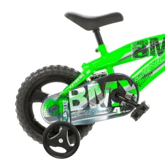 Bicicletta BMX 12” per bambini con rotelle, colore verde-nero – Dino Bikes immagine 4