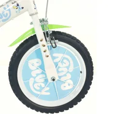 Bicicletta per bambini Bluey 14” con portaborraccia e rotelle laterali, colore bianco-blu-verde – Dino Bikes immagine 4
