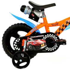 Bicicletta per bambini Hot Wheels 12" con portaborraccia e rotelle, colore arancione-nero – Dino Bikes immagine 4