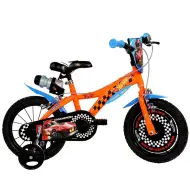 Bicicletta per bambini Hot Wheels 14” con portaborraccia e rotelle laterali, colore arancione-nero – Bicicletta Dino Bikes