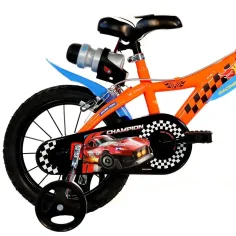 Bicicletta per bambini Hot Wheels 14” con portaborraccia e rotelle laterali, colore arancione-nero – Dino Bikes immagine 5