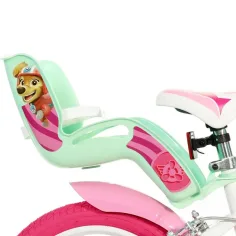Bicicletta per bambini Paw Patrol Skye 14” con cestino e seggiolino per bambole, colore rosa-menta – Dino Bikes immagine 2