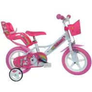 Bicicletta per bambini unicorno rosa-bianco misura 12 - Bicicletta Dino Bikes