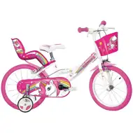 Bicicletta per bambini unicorno rosa-bianco misura 14 - Bicicletta Dino Bikes