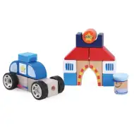 Blocchi di legno colorati - Set da gioco della polizia
