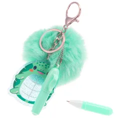 Borsa con pompon di piume - turchese immagine 1