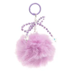 Borsa con pompon e fiocco di perline - viola