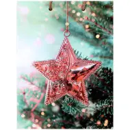 Borsa regalo con motivo di stella di Natale 17,5x22,5x9,5cm