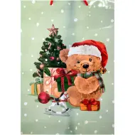 Borsa regalo con motivo orsetto natalizio 32,5x45,5x10cm