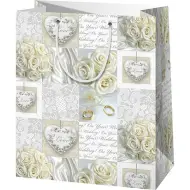 Borsa regalo da matrimonio bianca 11x6x14cm