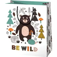 Borsa regalo di dimensioni normali con motivo orso Be Wild 11x6x14cm