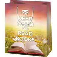 Borsa regalo di grandi dimensioni con la scritta "Keep Calm and Read Books" 27x14x33cm