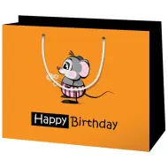 Borsa regalo di medie dimensioni "Happy Birthday" con topolino 18x23x10cm