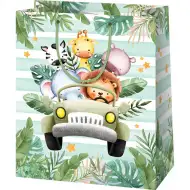 Borsa regalo di medie dimensioni con animali avventurosi 18x23x10cm
