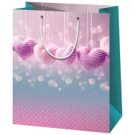 Borsa regalo di medie dimensioni con cuori alluncinetto 18x10x23cm