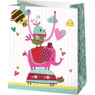 Borsa regalo di medie dimensioni con elefante rosa 18x10x23cm