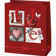 Borsa regalo di medie dimensioni con motivo a rose Love 18x23x10 cm