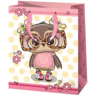 Borsa regalo di medie dimensioni con motivo di gufo femminile 18x22,7x10cm