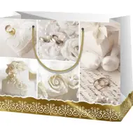 Borsa regalo di medie dimensioni con motivo nuziale 18x23x10 cm
