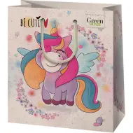 Borsa regalo di medie dimensioni con motivo unicorno Green Grass 18x10x23cm
