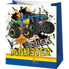 Borsa regalo di taglia normale con motivo Monster Truck 11x6x14 cm
