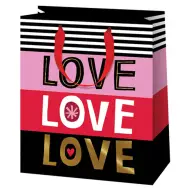 Borsa regalo esclusiva a righe Love di grandi dimensioni 27x14x33cm