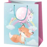 Borsa regalo esclusiva di grande formato con motivo di una volpe carina tra le nuvole, 27x14x33 cm