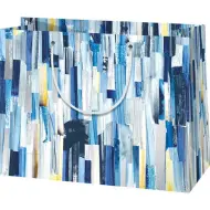 Borsa regalo esclusiva di grandi dimensioni con motivo blu 26x14x33cm