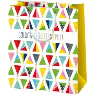 Borsa regalo esclusiva di grandi dimensioni con motivo colorato "Buon Compleanno" 27x14x33cm