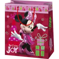 Borsa regalo esclusiva di grandi dimensioni con motivo di Minnie Mouse natalizia 26x14x33cm