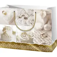 Borsa regalo esclusiva di grandi dimensioni con motivo nuziale 27x14x33cm
