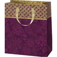 Borsa regalo esclusiva di grandi dimensioni con motivo oro-viola 27x14x33cm