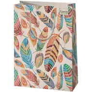 Borsa regalo esclusiva di grandi dimensioni con piume colorate Green Grass 27x33x14cm