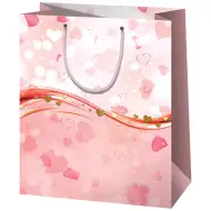 Borsa regalo esclusiva di medie dimensioni con cuori rosa 18x10x23cm
