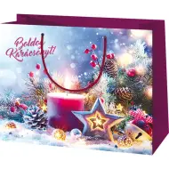 Borsa regalo esclusiva di medie dimensioni con scritta "Buon Natale" 18x10x23cm