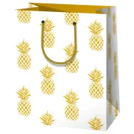 Borsa regalo esclusiva media scintillante con ananas 18x23x10cm
