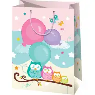 Borsa regalo gigante con gufi 40x56x20cm