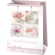 Borsa regalo gigante decorata con motivo e scritta di matrimonio 33x15x44cm