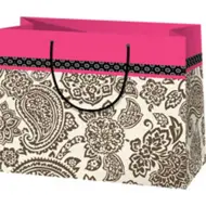 Borsa regalo grande con bordo rosa 27x14x33cm