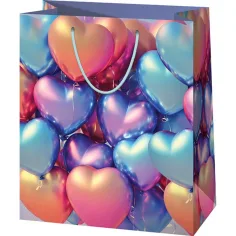 Borsa regalo grande con motivo a cuoricini 26 x 13 x 33 cm