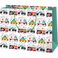 Borsa regalo grande con motivo di ambulanza, polizia e vigili del fuoco 33x26,7x13,7 cm