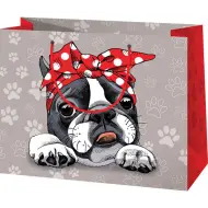 Borsa regalo grande con motivo di cane 27x14x33cm