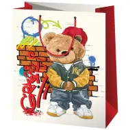 Borsa regalo grande con orso con cappello 27x14x33cm