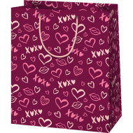 Borsa regalo grande rossa a cuori 26 x 13 x 33 cm