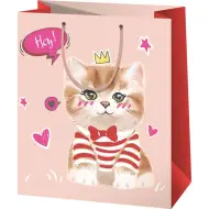 Borsa regalo media con motivo Regina dei Gatti 18x10x23cm