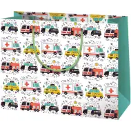 Borsa regalo media con motivo di ambulanza, polizia e vigili del fuoco 23x10x17,8 cm