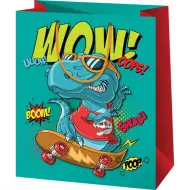 Borsa regalo media con motivo di dinosauro 18x10x23cm