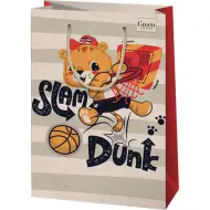 Borsa regalo premium di grandi dimensioni con motivo di leone giocatore di basket Green Grass 26x14x33cm
